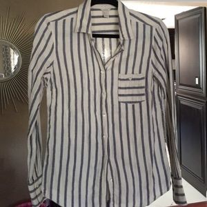 Blue and White Striped Button Down